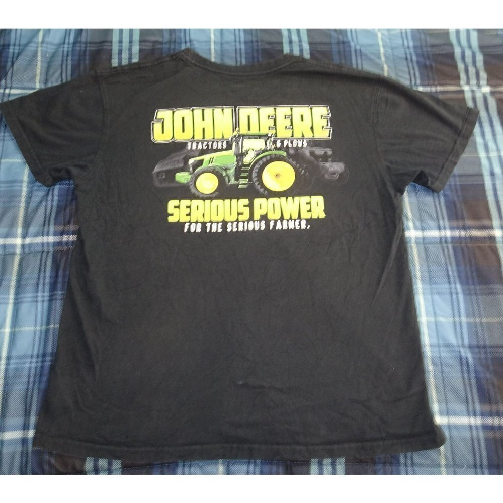 John Deere Black T-Shirt "Serious Power for the Serious Farmer" Size Large